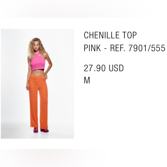 Zara chenille top pink / cute crop top - Picture 2 of 6